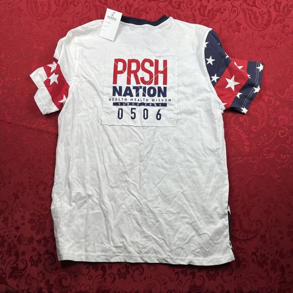 Parish Nation Mens XL Red Blue Tee Shirt USA Flag Stars Stripes 4th of July NWT - Picture 7 of 9